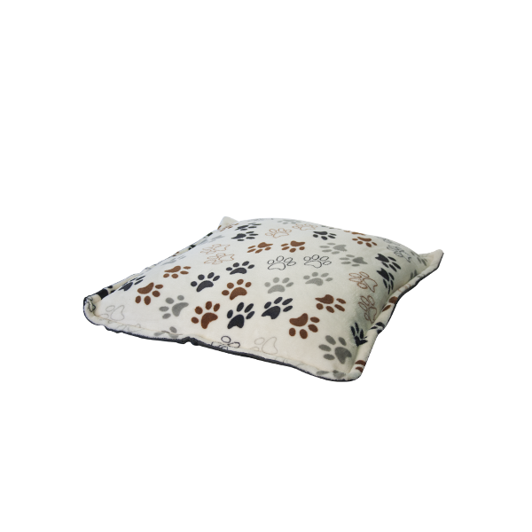 COLCHON FLANNEL HUESO - HUELLAS CAFE (75 X 75 CM)