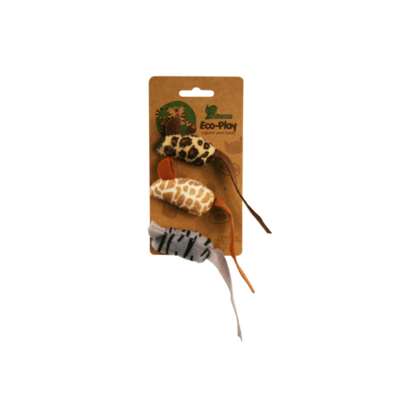 JUGUETE ECO PARA GATO RATONES 3 PZAS