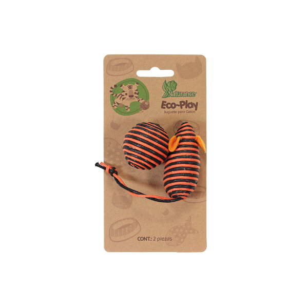 JUGUETE ECO PARA GATO BOLA Y RATON 2 PZAS