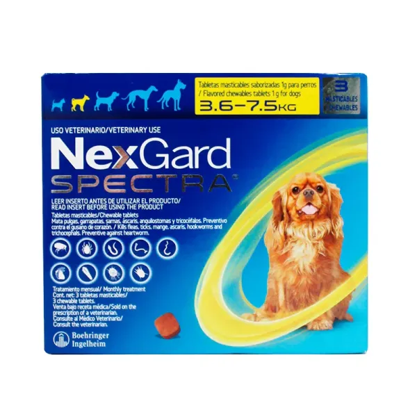 NEXGARD SPECTRA 3.6-7.5KG 3 COMPRIMIDOS