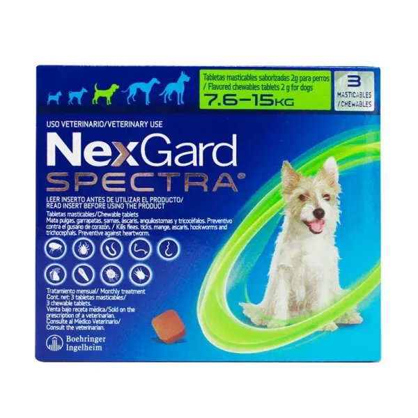 NEXGARD SPECTRA 7.6-15KG 3 COMPRIMIDOS