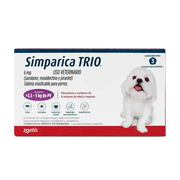 SIMPARICA TRIO 6MG (3 COMPRIMIDOS) ZOETIS