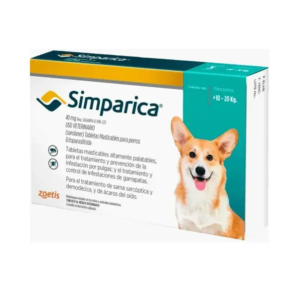 SIMPARICA 40MG 10-20KG (1 COMPRIMIDO) ZOETIS