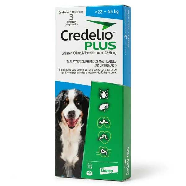 CREDELIO PLUS 22-45KG 3 TABLETAS ELANCO